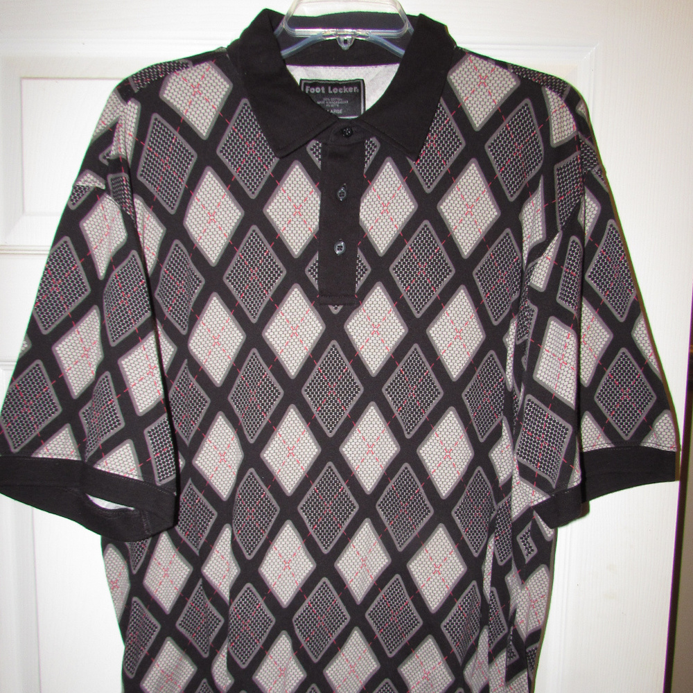 Foot Locker XL Golf Polo Buttons Shirt Diamonds